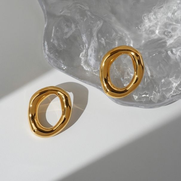 Hot Selling Fashionable Niche INS Retro Stainless Steel Irregular Circle Earrings_ipsvogv.com