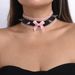 N10283 Exaggerated Punk Sexy Neckchain Rivet Lace Bow PU Collar Short Nightclub Necklace_ipsvogv.com