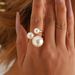 fashion Ring, Three Pearl Metal Base Rings, French Creative Ring Trend Joint Ring_ipsvogv.com