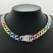 Unisex Popular 10mm Diamond Rainbow Full Diamond Alloy Men's Necklace High End Hip Hop Cuban Chain_ipsvogv.com