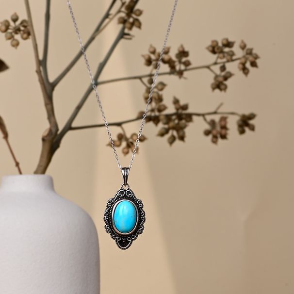 Bohemian Natural Turquoise Pendant Necklace Stone_ipsvogv.com