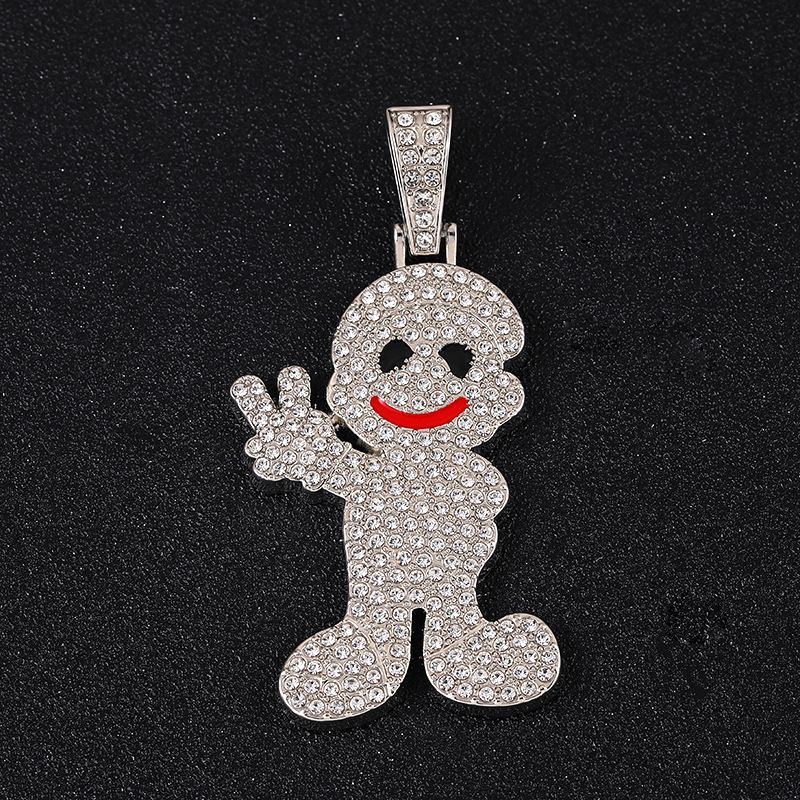 New Style Personality Men's Hip-Hop Alloy Inlaid Diamond Small Character Pendant Cuban Necklace_ipsvogv.com