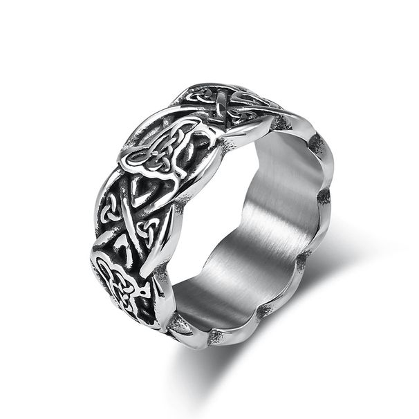 Retro style Celtic wolf eternal knot titanium steel ring ring stainless steel trendy hand jewelry_ipsvogv.com