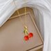 Steel 【 Titanium 】 Red Cherry Fruit Light Luxury Temperament Gorgeous Full Diamond Necklace Women's Versatile Collarbone 【 】_ipsvogv.com