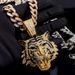 Hip Hop Iced Out Cuban Link Chains For Men Tiger Pendant Necklace Bling Crystal Cuban CZ Stainless Steel Chain Necklaces_ipsvogv.com