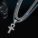 Fashion Men's Jewelry Personality Horus Eye Ankh Cross Pendant Necklace Double Layer Full Diamond Hip Hop Cuban Chain_ipsvogv.com