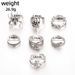New Personality Number 8 Skull Spider Bat Snake Animal 7-piece Set Ring_ipsvogv.com