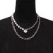 Jewelry Punk Double Layer Geometry Big Peach Heart Pendant Pearl Women's Instagram Style Versatile Necklace_ipsvogv.com