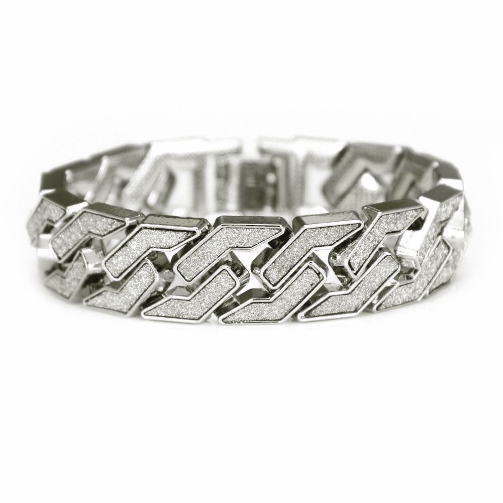 Cool hip-hop men's motorcycle domineering glittering pink Cuban chain trendy street dance wide bracelet_ipsvogv.com