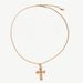 gold stainless steel white square zircon cross pendant necklace female jewelry_ipsvogv.com