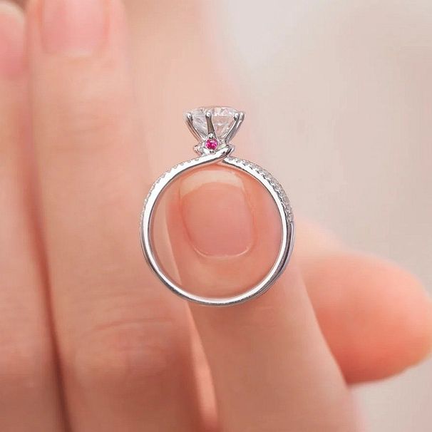 Moon And Sand Mole Women's Pure Silver Luxurious Style, One Carat Moissanite Ring, Headpiece Jewelry, Empty Tray_ipsvogv.com