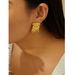 INS Internet Celebrity Trend Same Style Copper Gold-Plated Rectangular Geometric Pattern Earrings Simple Studs_ipsvogv.com