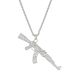 Punk Hip-hop Full Diamond Submachine Necklace Creative Personality Gun AK Pendant Jewelry For Men And Women_ipsvogv.com
