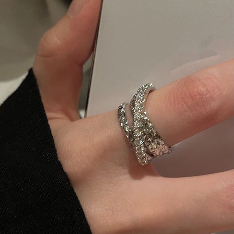 Multi Layer Zircon Open For Women, Light Luxury, Niche Design, High-end Feel, Index Finger Ring, Exaggerated_ipsvogv.com