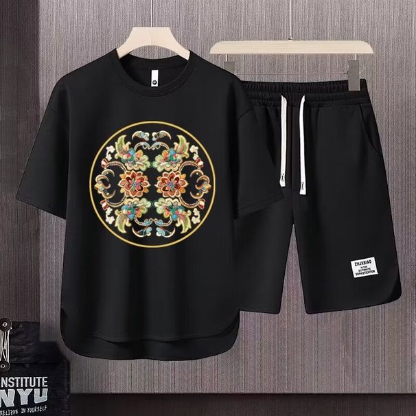 Men's Clothing 2024 Waffle Casual Summer Suit Men's Loose Teen Short sleeved T shirt Shorts Handsome Two piece Suit_ipsvogv.com