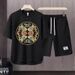 Men's Clothing 2024 Waffle Casual Summer Suit Men's Loose Teen Short sleeved T shirt Shorts Handsome Two piece Suit_ipsvogv.com