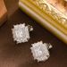 Fashionable And Exquisite Sparkling Zircon Small Square Diamond Earrings, Ear Clips Without Holes, Niche High-end_ipsvogv.com