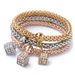 Alloy Three-Color Set Elastic Popcorn Corn Chain Inlaid Heart Pendant Bracelet For Women_ipsvogv.com