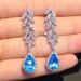 Cao Shi's Light Luxury French Design Sea Blue Zircon Water Droplet Earrings Exquisite and Elegant, Elegant and Elegant, Pear shaped Earrings_ipsvogv.com
