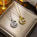 Western Empress Dowager Vivian Double Brand Full Diamond Zircon Moon Saturn Necklace ins Light Luxury Small Group_ipsvogv.com