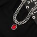 Trendy Alloy Red Diamond Necklace Hip Hop Thick Gold Chain Cuban Bracelet_ipsvogv.com