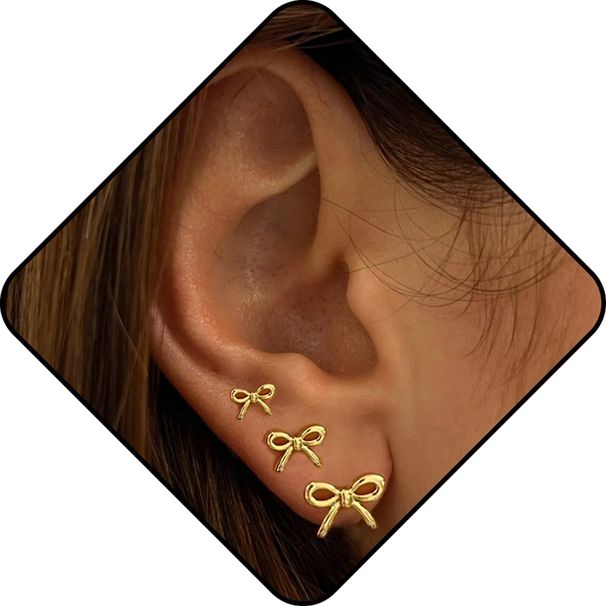 Hot Sale Real Gold Brass Electroplating Small And Cute Bow Mini Earrings Fashionable And Versatile Earrings_ipsvogv.com