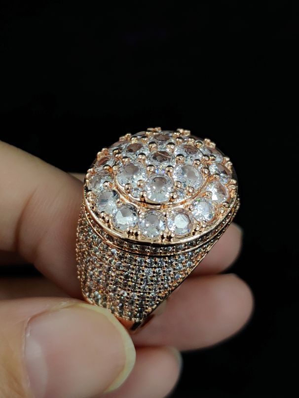 Men’s Jewelry Set Fashionb Hip Hop Ring Trend Gold Copper Material Real Gold Electroplated Flower Diamond Men's Ring Personality Jewelry_ipsvogv.com
