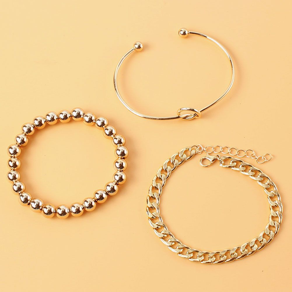 Simple Round Bead Gold Knotted Bracelet Personality Ins Style Multi Layer Bracelet_ipsvogv.com