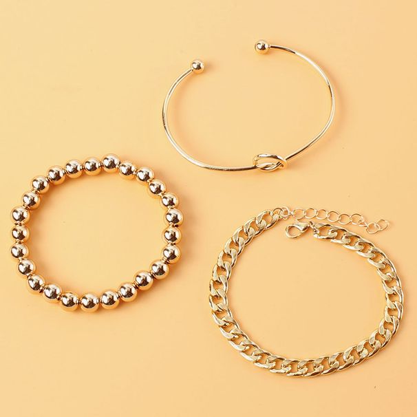 Simple Round Bead Gold Knotted Bracelet Personality Ins Style Multi Layer Bracelet_ipsvogv.com