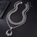 Alloy skull double wing pendant Cuban accessories necklace hip hop suit Halloween daily wear_ipsvogv.com