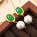 French Baroque Natural Green Agate Round Cotton Beads Chinese Style Immortal Unique Charm and Earrings_ipsvogv.com