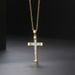 Unisex popular new zircon gold full diamond cross pendant necklace for women_ipsvogv.com