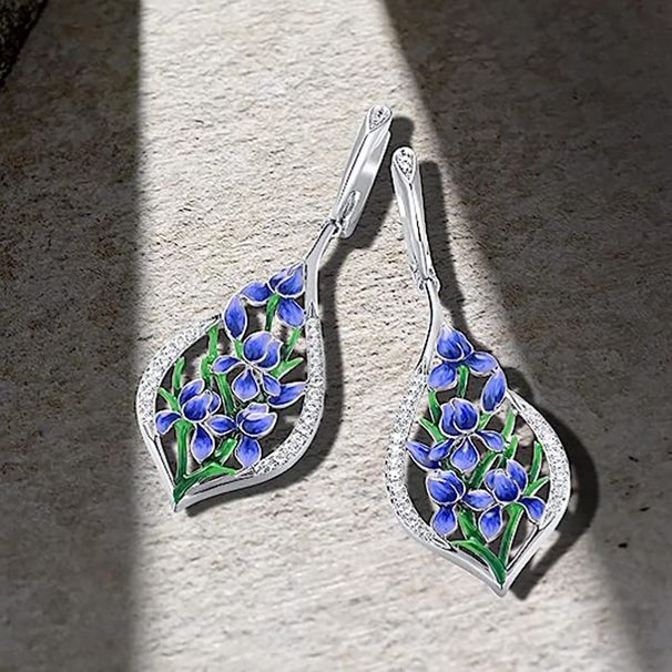 Cao Shi Orchid Flower Women's Ancient Style Art Fresh Earrings Fashion European And Korean Jewelry_ipsvogv.com
