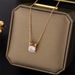 rose gold plated simple four claw single diamond pendant female versatile trend clavicle chain temperament titanium steel necklace_ipsvogv.com