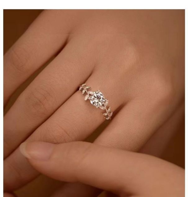 New Mosang Stone Diamond 1 Carat Pure Silver Laurel Male Wedding Proposal Gift Ring for Girlfriend_ipsvogv.com