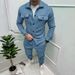 Men's clothing button suede casual jacket pants 2-piece set_ipsvogv.com
