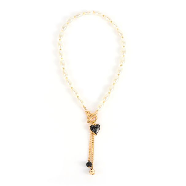 Pearl Necklace Female Retro Punk Love Clavicle Chain Niche Design Tassel Necklace_ipsvogv.com