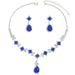 Set with blue square water droplet necklace, simple niche, light luxury design, earrings, versatile and personalized_ipsvogv.com