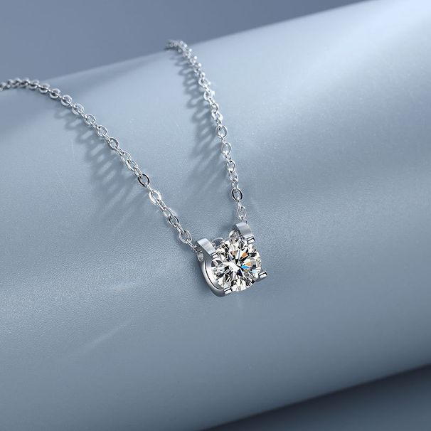 Pure D-Color Mosang Bullhead with One or Two Carat Silver Plated Platinum Simple Necklace Pendant_ipsvogv.com