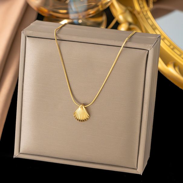 2023 New Small Pendant With Titanium Steel Gold-plated Light Luxury Striped Scallop Shell Texture Item_ipsvogv.com
