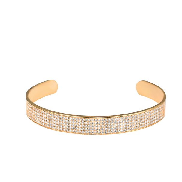Unisex Simple Micro Inlaid Zircon Bracelet Flash Diamond Personality Hip Hop Jewelry Copper Bracelet_ipsvogv.com