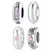 Women's Jewelry S925 Sterling Silver Spacer Beads Positioning Beads Powder Diamond Versatile Bracelet Bracelet Diy Accessories Scattered Beads_ipsvogv.com