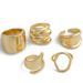 Irregular Smooth Opening Design Ring Set With Exaggerated Metal Wind Lava Rings_ipsvogv.com