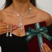 Women’s Jewelry Set Fashion Court Medieval Style Green Zircon Necklace Earrings Set Short Clavicle Chain Female Ins Dress Accessories_ipsvogv.com