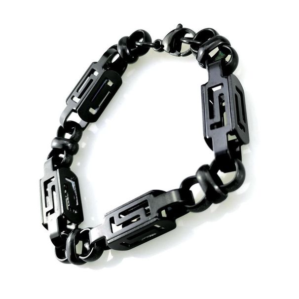 Black Stainless Steel 8.5mm Width Man's Woman's Necklace Bracelet Chain Jewelry_ipsvogv.com