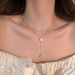 Double layer pearl camellia necklace women Xia light luxury niche design senior neck chain tassel chain accessories_ipsvogv.com