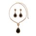Vintage diamond-encrusted oval water drop stud earrings necklace 2-piece French court style light luxury premium set_ipsvogv.com