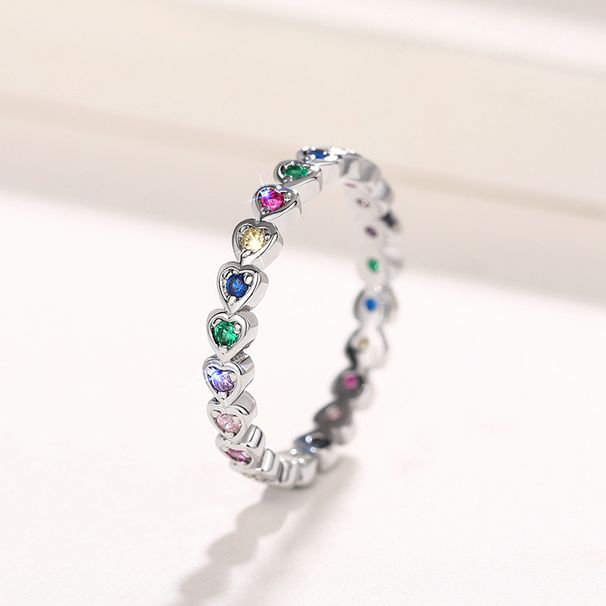 Cao Shi's New Rainbow Heart Ring Is Popular, Featuring Light Luxury Heart-shaped And Colorful Layered Women's Rings_ipsvogv.com