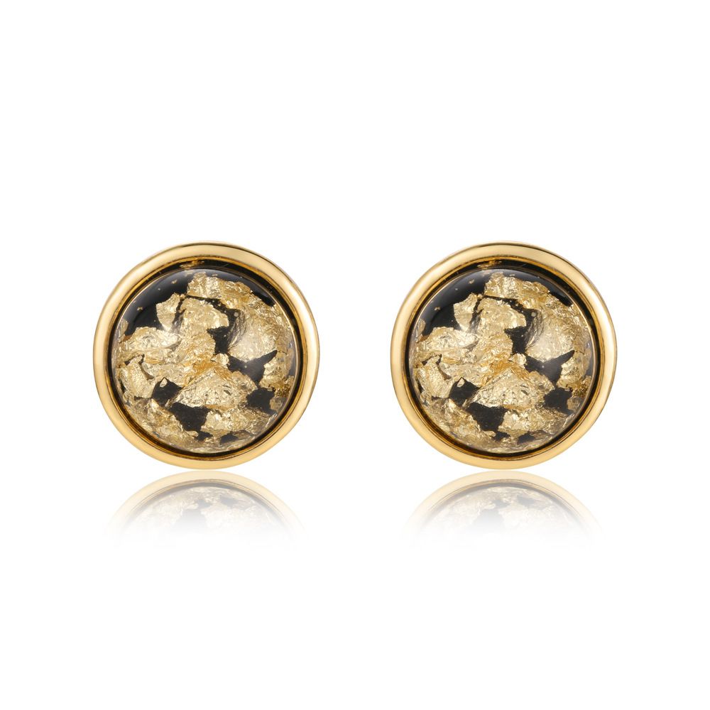 Light luxury design gold foil fragment earrings high end Hepburn style earrings temperament small and versatile fashionable earrings_ipsvogv.com