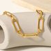 Exquisite Stainless Steel Rectangular Gold PVD Electroplated Hand Cut Chain Bracelet, Jewelry For Women_ipsvogv.com